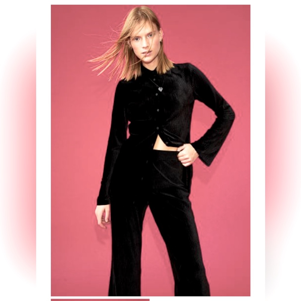 Two piece matching set velvet faux suede celebratory outfit ensemble NWT